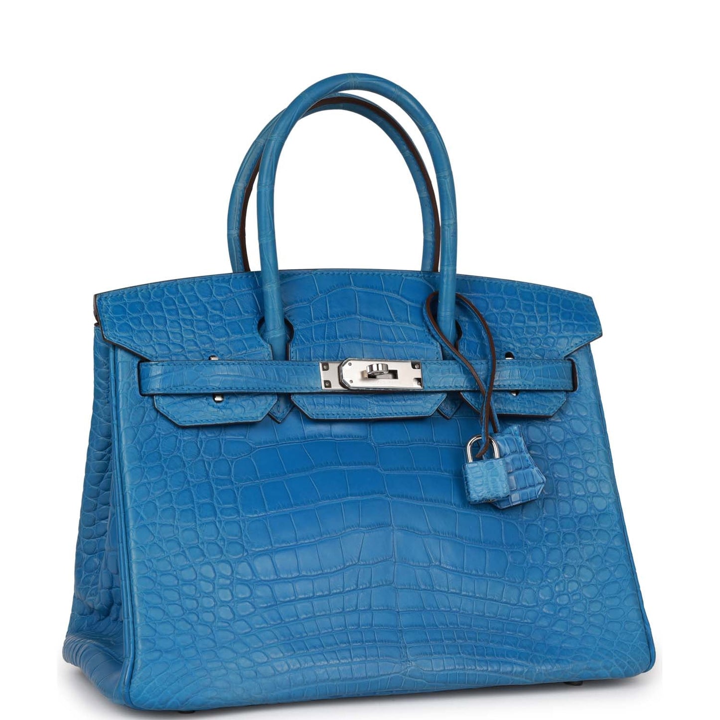 Top Quality Luxury Hermes Birkin 30 Bleu Mykonos Matte Alligator Palladium Hardware