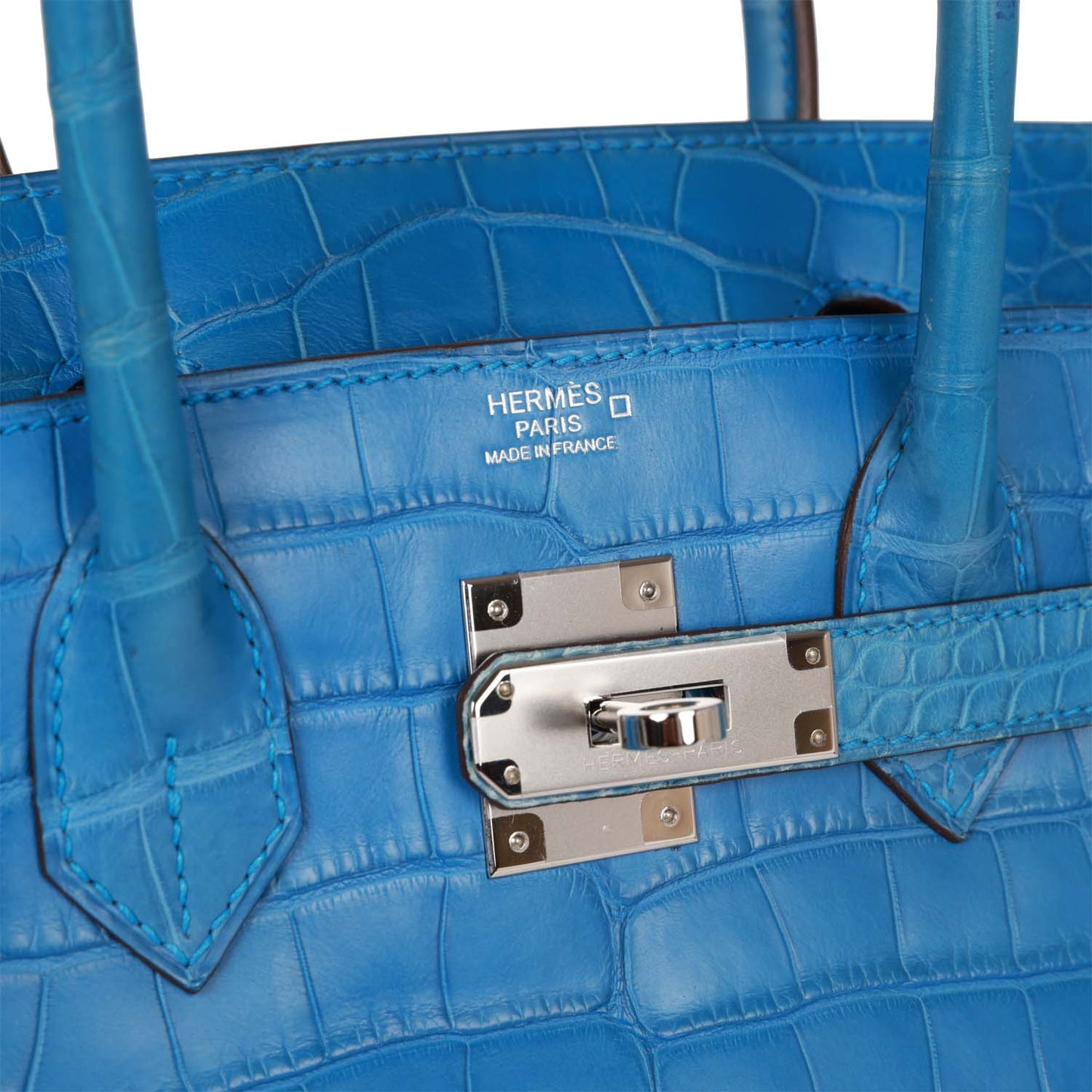 Top Quality Luxury Hermes Birkin 30 Bleu Mykonos Matte Alligator Palladium Hardware