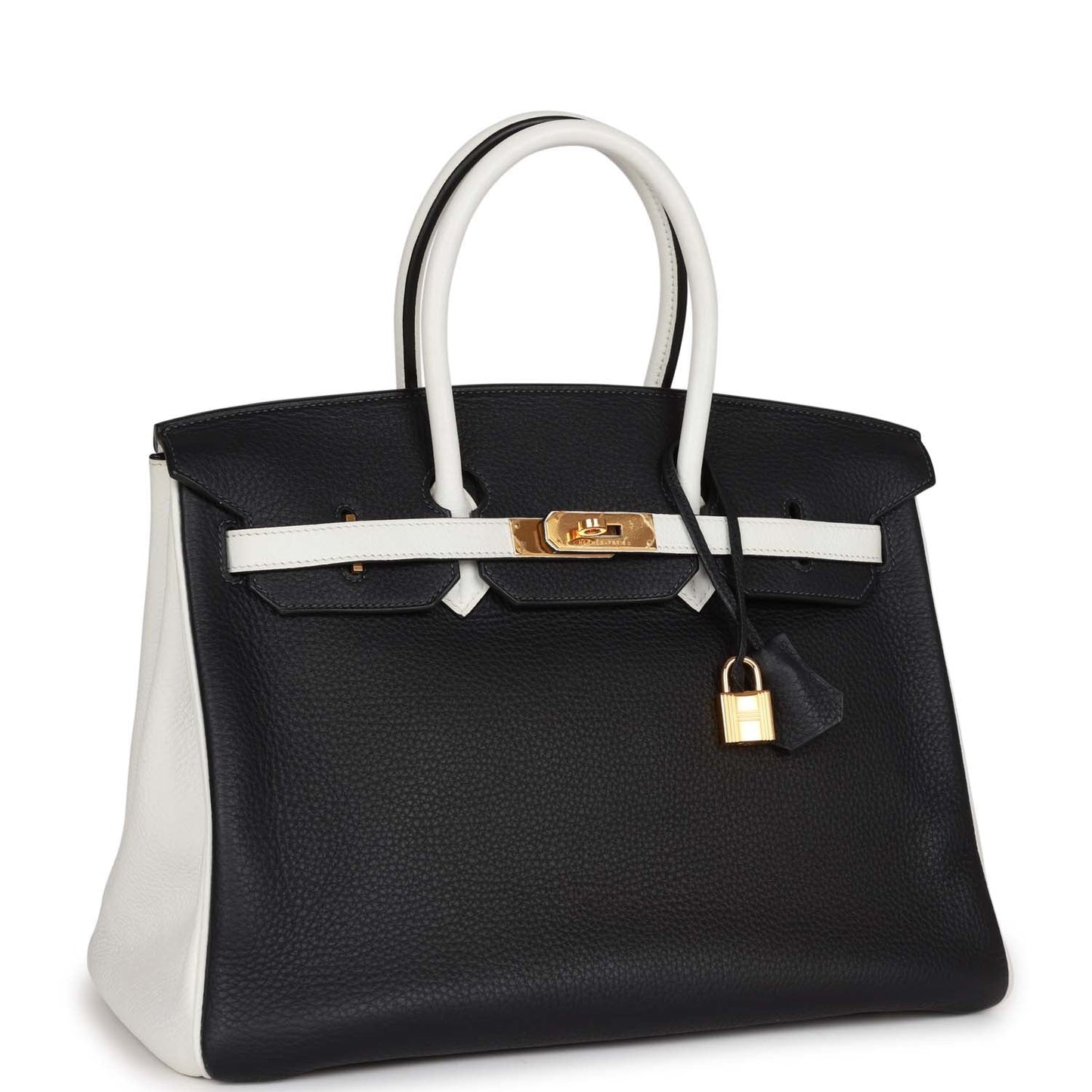 Top Quality Luxury Hermes Special Order (HSS) Birkin 35 Black and White Clemence Gold Hardware