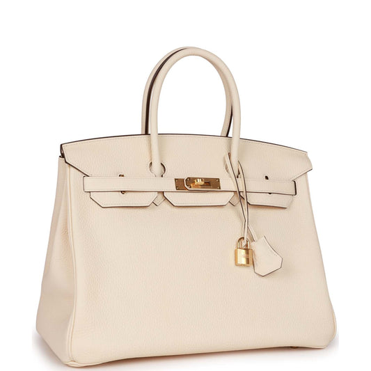 Luxury Hermes Birkin 35 Nata Clemence Gold Hardware