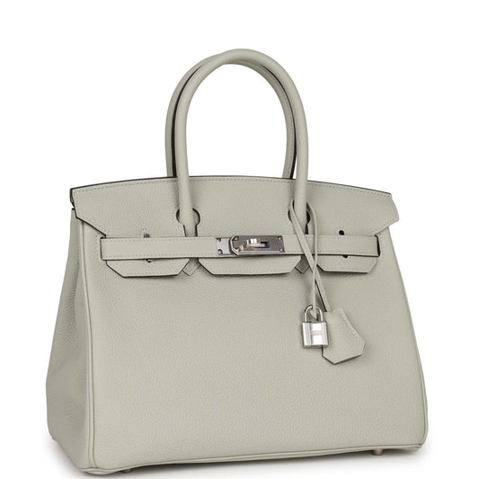 Luxury Hermes Birkin 30 Gris Neve Togo Palladium Hardware