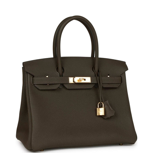 Luxury Hermes Birkin 30 Eucalyptus Togo Gold Hardware
