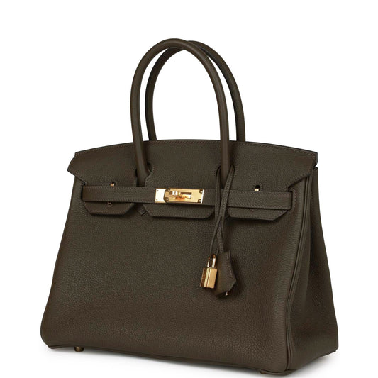 Luxury Hermes Birkin 30 Eucalyptus Togo Gold Hardware