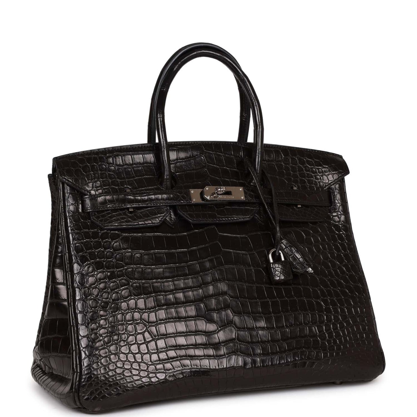 Top Quality Luxury Hermes Birkin 35 Black Matte Crocodile Porosus Palladium Hardware