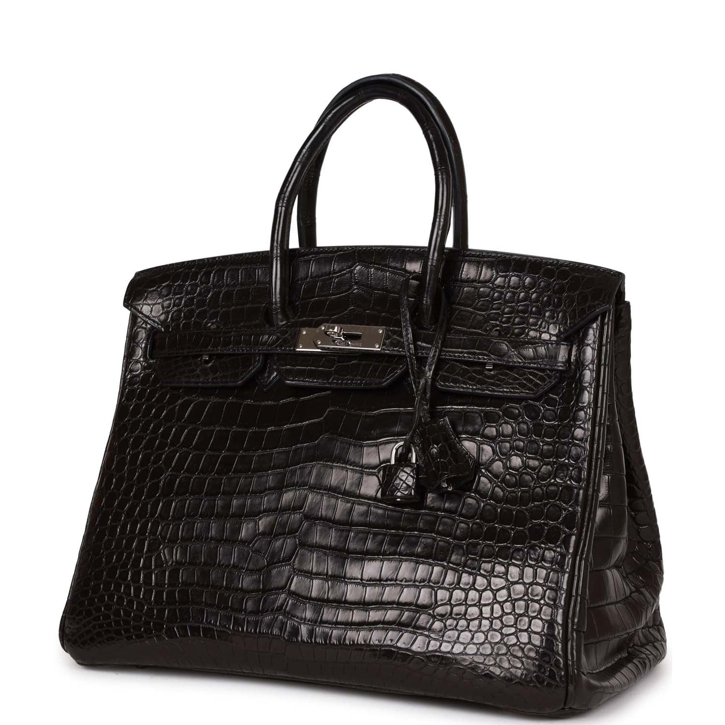 Top Quality Luxury Hermes Birkin 35 Black Matte Crocodile Porosus Palladium Hardware