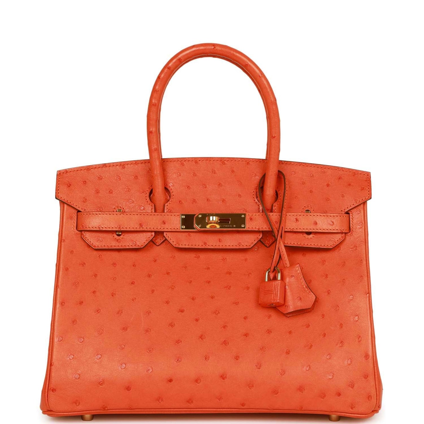 Top Quality Luxury Hermes Birkin 30 Tangerine Ostrich Gold Hardware