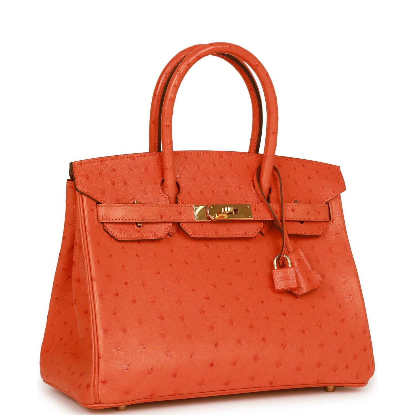 Top Quality Luxury Hermes Birkin 30 Tangerine Ostrich Gold Hardware