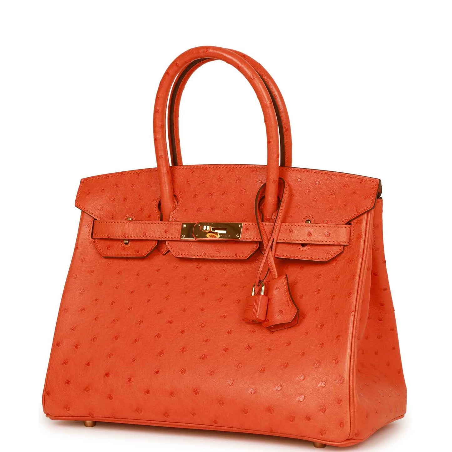 Top Quality Luxury Hermes Birkin 30 Tangerine Ostrich Gold Hardware