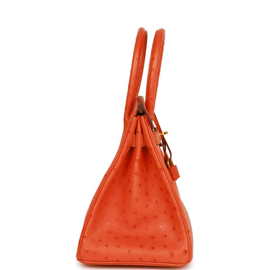 Top Quality Luxury Hermes Birkin 30 Tangerine Ostrich Gold Hardware