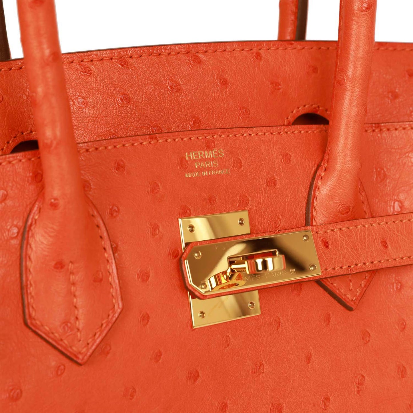 Top Quality Luxury Hermes Birkin 30 Tangerine Ostrich Gold Hardware