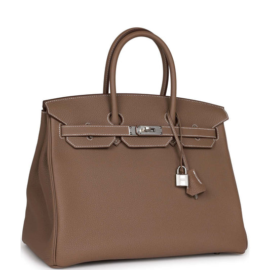 Luxury Hermes Birkin 35 Etoupe Togo Palladium Hardware