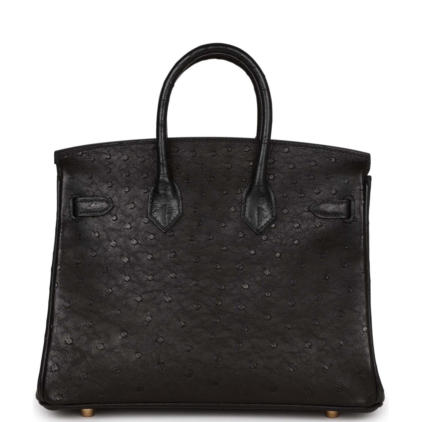 Luxury Hermes Birkin 25 Black Ostrich Gold Hardware