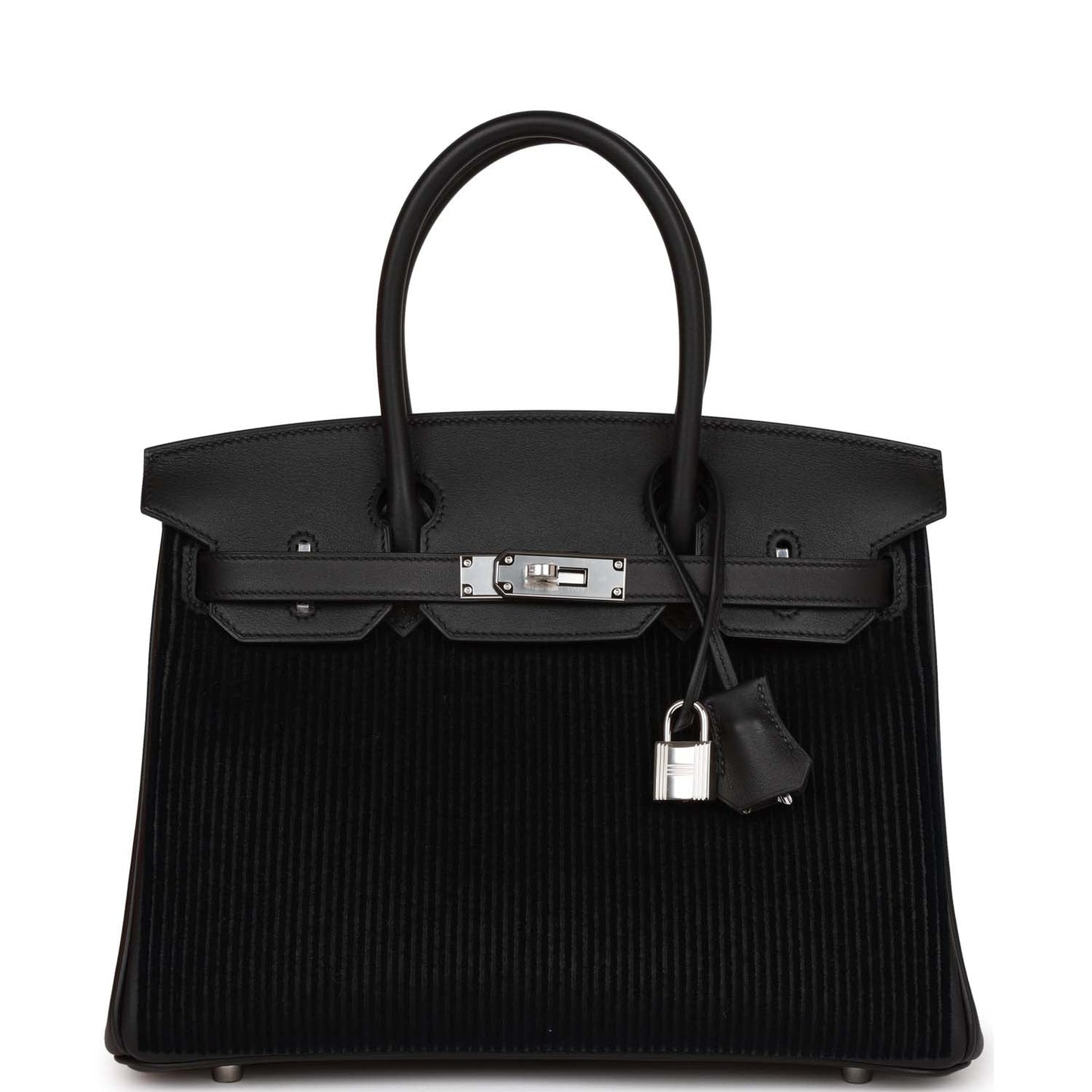 Luxury Hermes Birkin 30 Cote-a-Cote Tuffetage and Black Swift Palladium Hardware