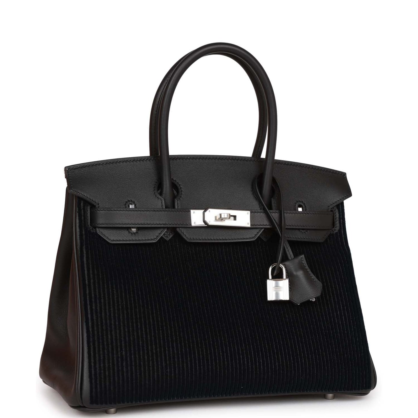 Luxury Hermes Birkin 30 Cote-a-Cote Tuffetage and Black Swift Palladium Hardware