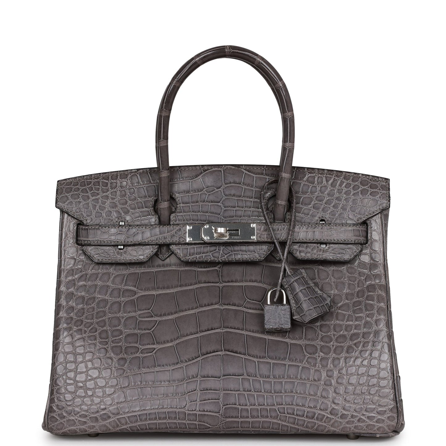 Top Quality Luxury Hermes Birkin 30 Gris Paris Matte Alligator Palladium Hardware