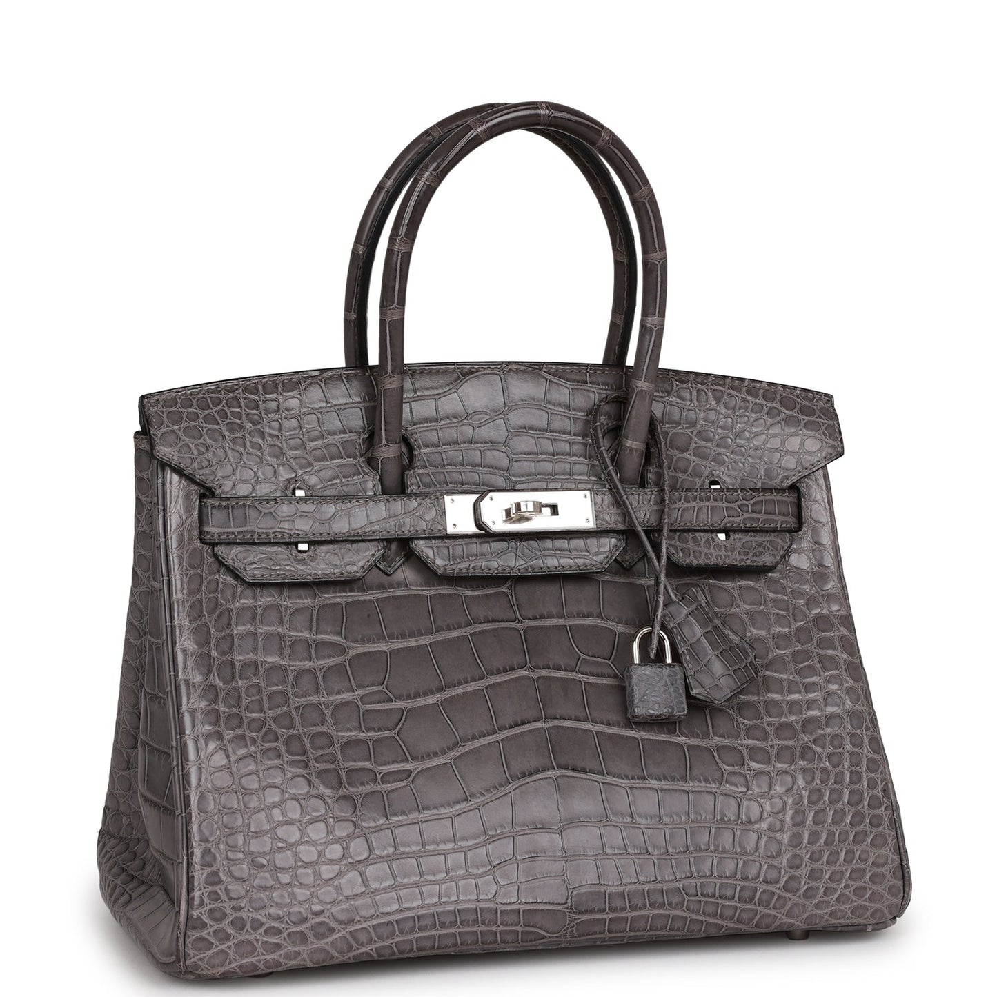 Top Quality Luxury Hermes Birkin 30 Gris Paris Matte Alligator Palladium Hardware