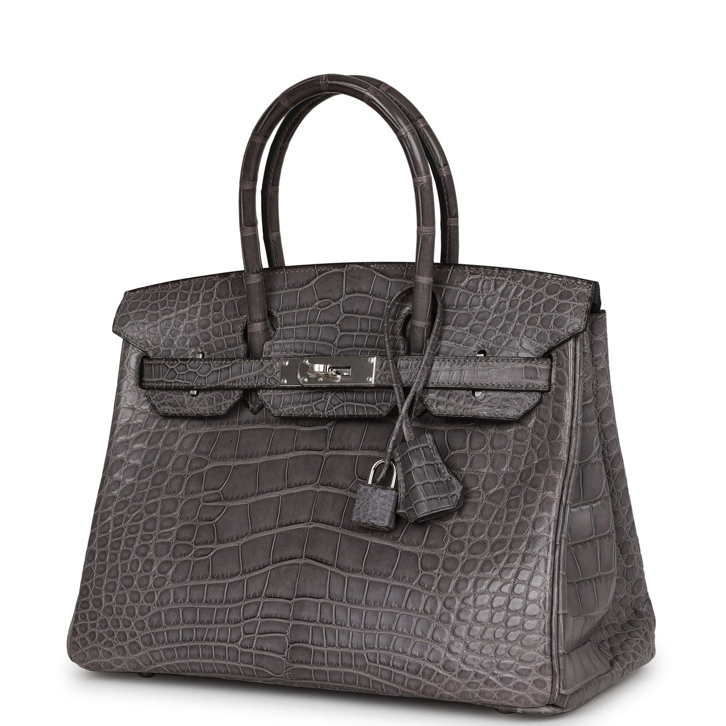 Top Quality Luxury Hermes Birkin 30 Gris Paris Matte Alligator Palladium Hardware
