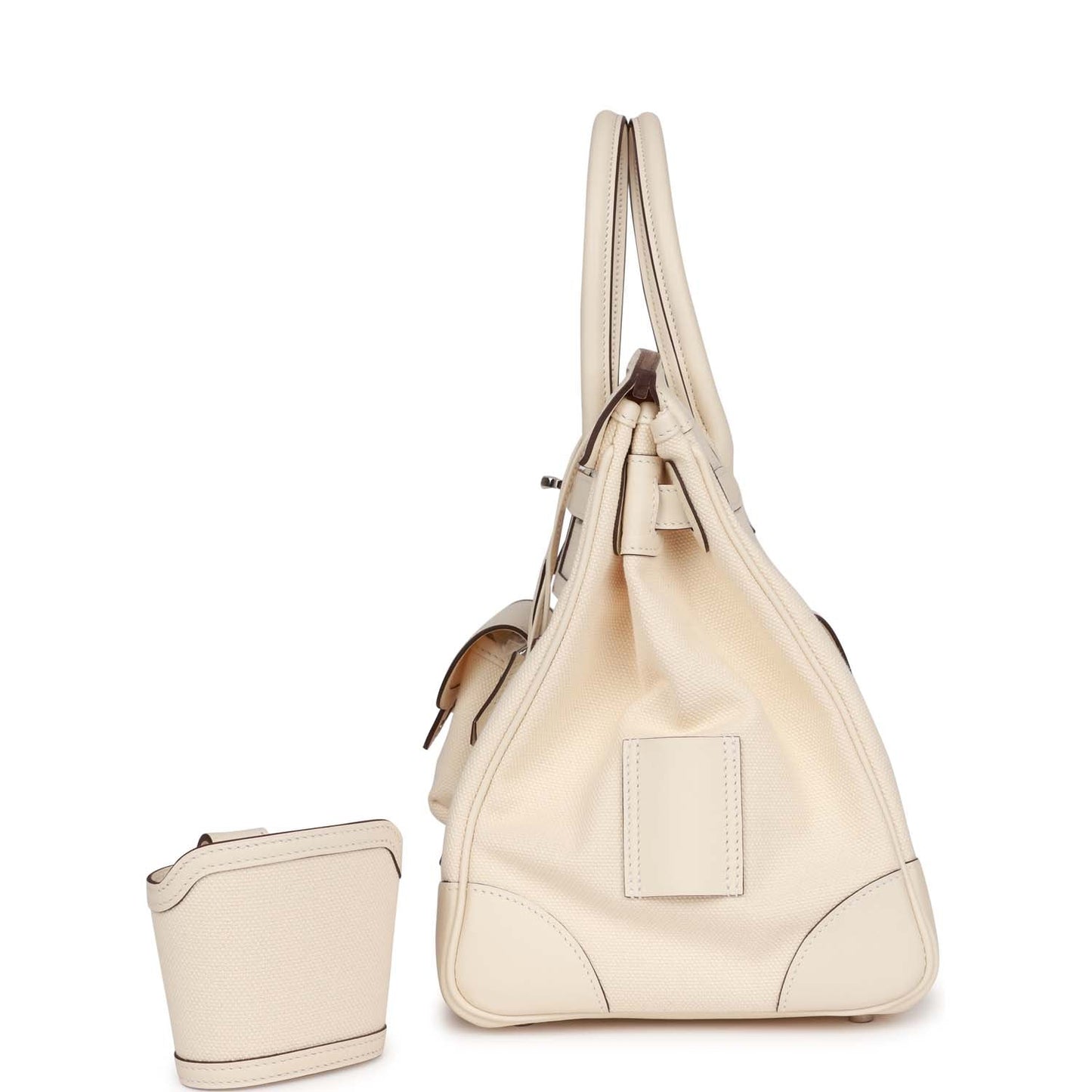 Luxury Hermes Birkin Cargo 35 Nata Toile and Swift Palladium Hardware