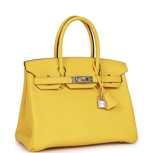 Luxury Hermes Birkin 30 Jaune de Naples Taurillon Novillo Palladium Hardware