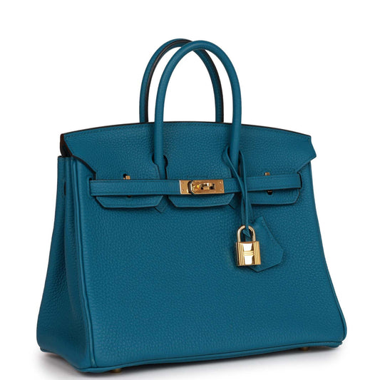 Top Quality Luxury Hermes Birkin 25 Colvert Togo Gold Hardware