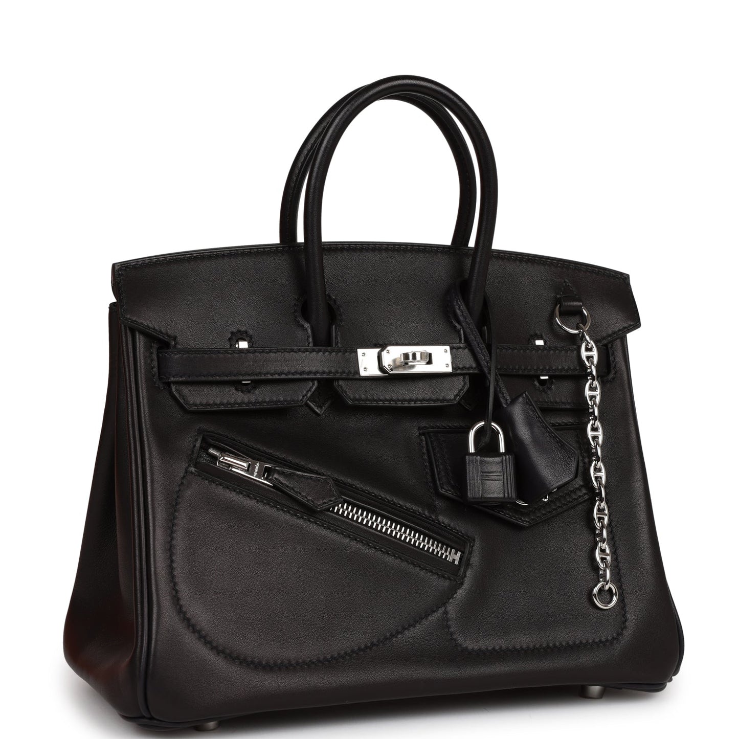 Luxury Hermes Limited Edition Birkin Rock 25 Black Volupto Palladium Hardware