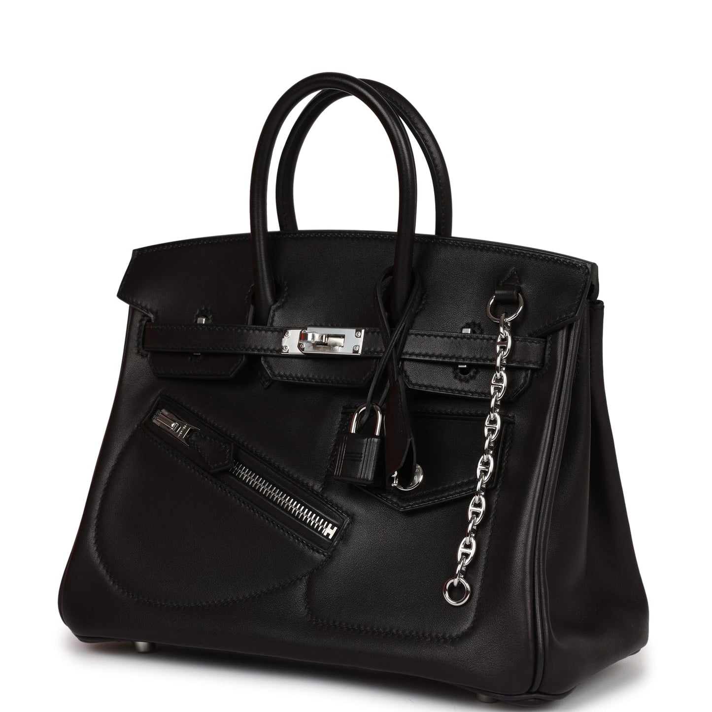 Luxury Hermes Limited Edition Birkin Rock 25 Black Volupto Palladium Hardware