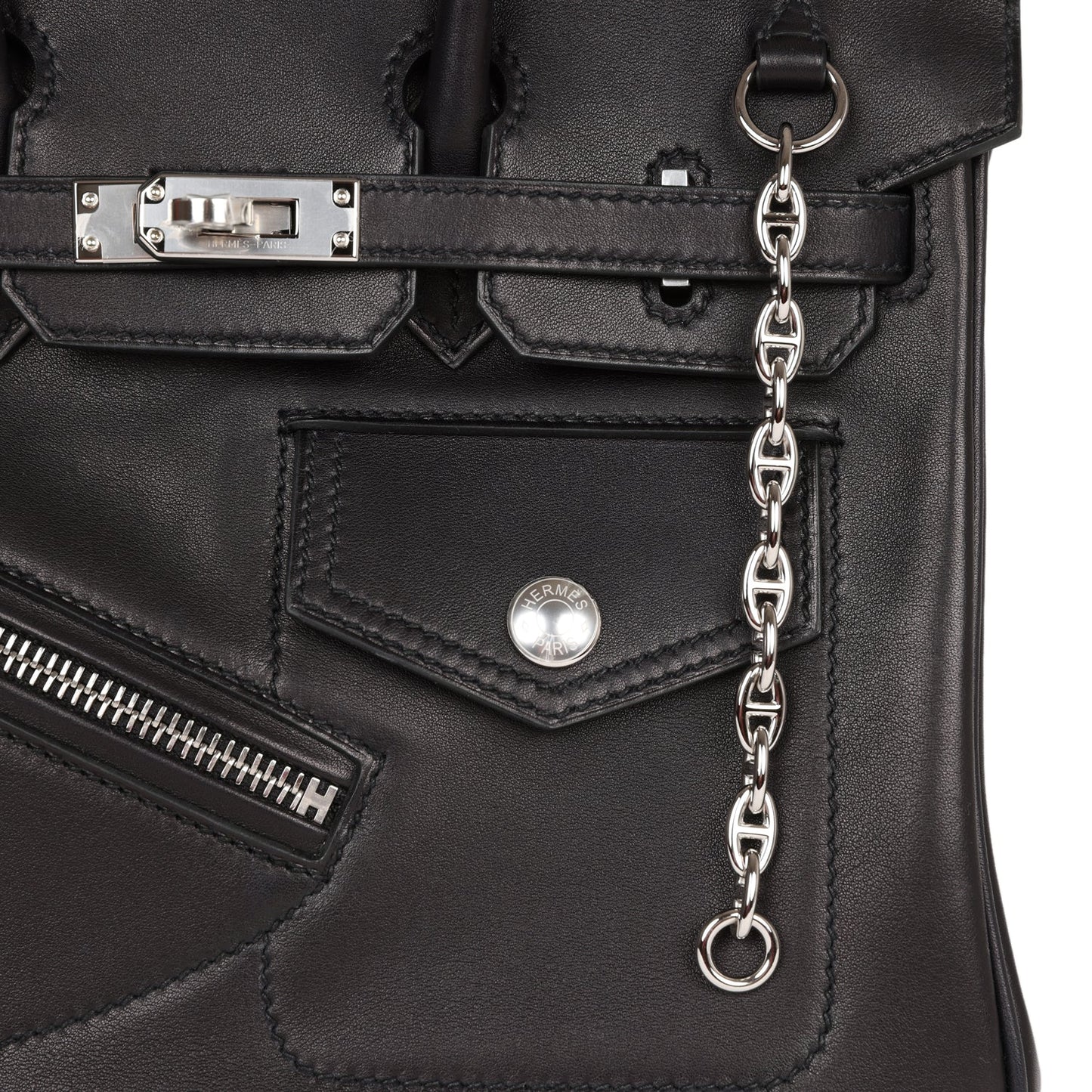 Luxury Hermes Limited Edition Birkin Rock 25 Black Volupto Palladium Hardware
