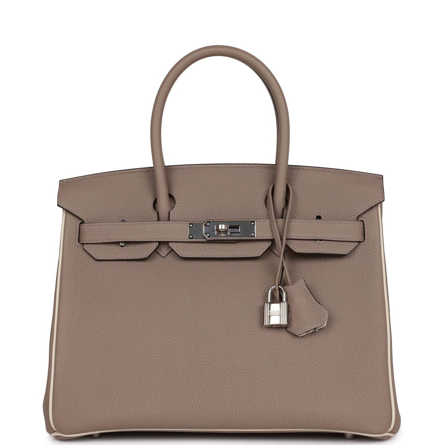 Top Quality Luxury Hermes Special Order (HSS) Birkin 30 Gris Tourterelle and Craie Togo Palladium Hardware