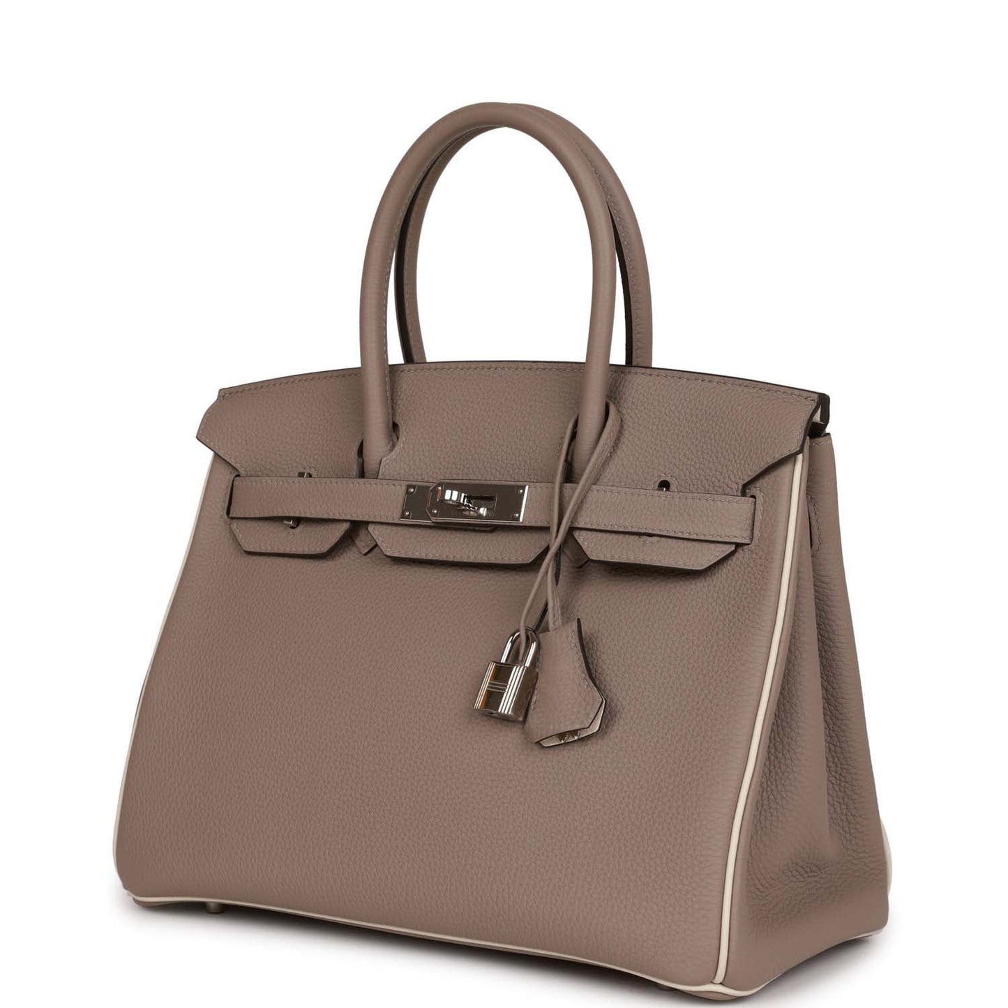 Top Quality Luxury Hermes Special Order (HSS) Birkin 30 Gris Tourterelle and Craie Togo Palladium Hardware