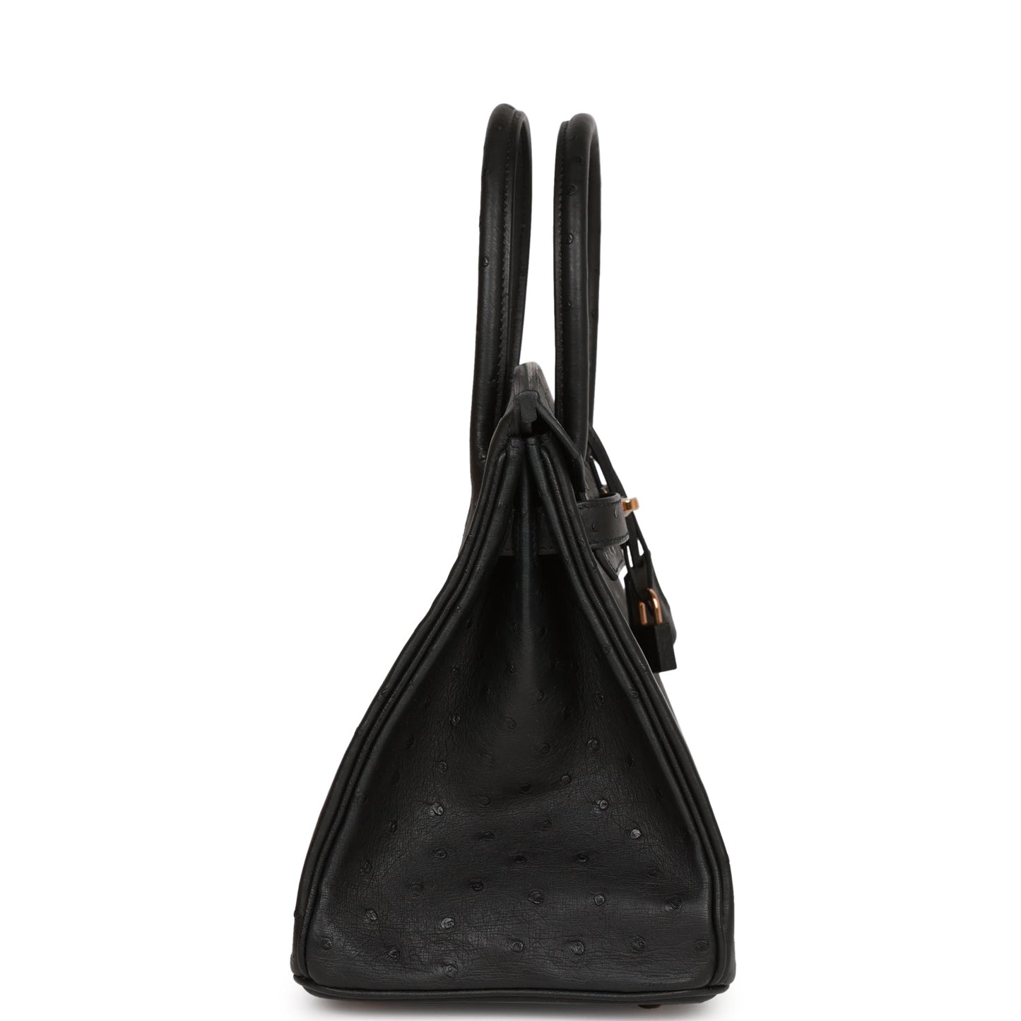 Luxury Hermes Birkin 30 Black Ostrich Rose Gold Hardware