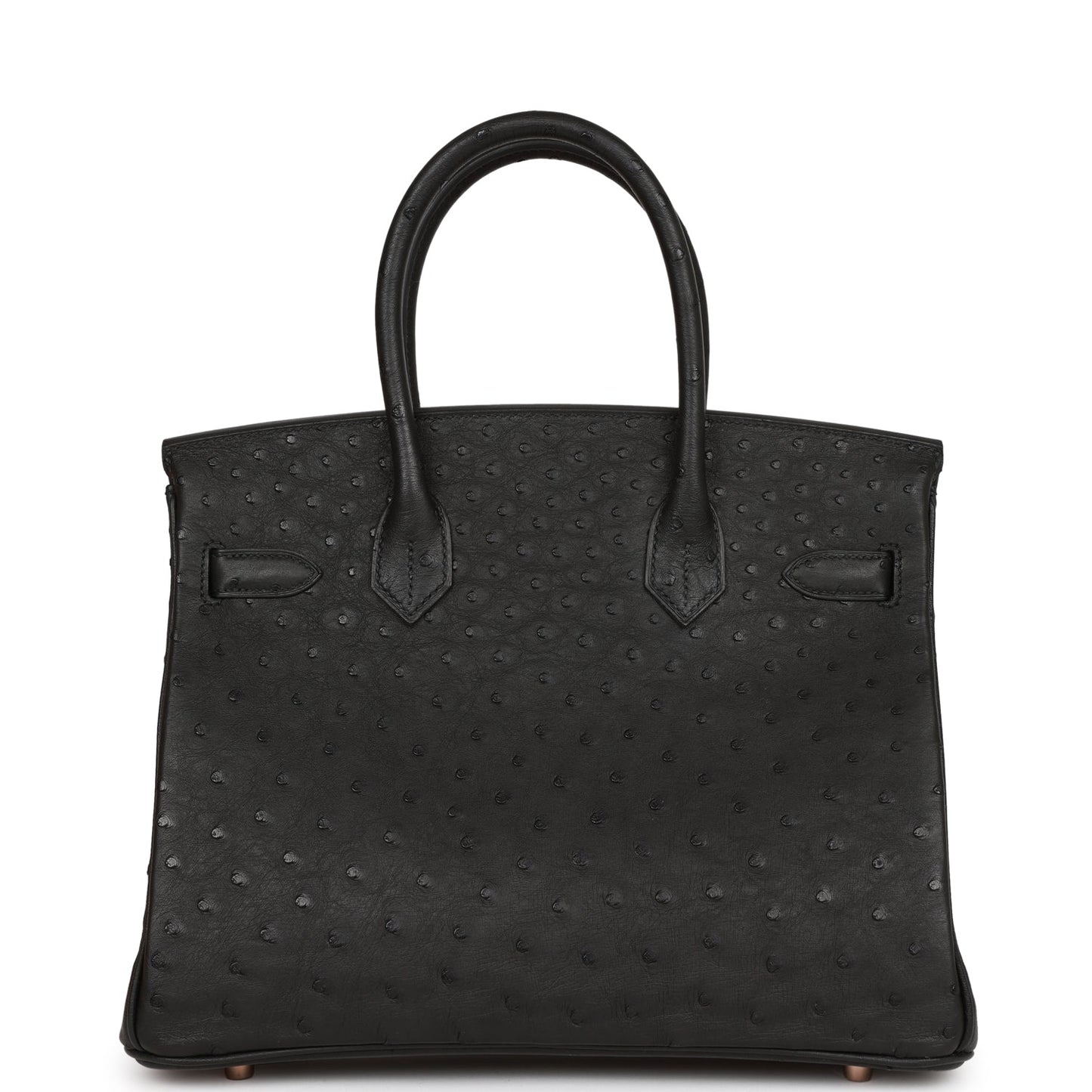Luxury Hermes Birkin 30 Black Ostrich Rose Gold Hardware