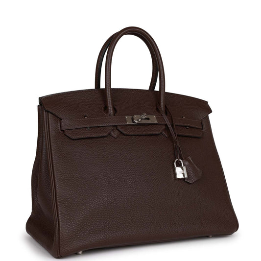 Top Quality Luxury Hermes Birkin 35 Chocolate Togo Palladium Hardware