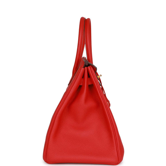 Luxury Hermes Birkin 35 Rouge de Coeur Togo Gold Hardware