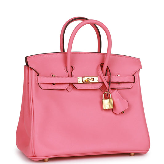 Luxury Hermes Birkin 25 Rose Azalee Swift Gold Hardware