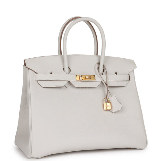 Luxury Hermes Birkin 35 Gris Pale Togo Gold Hardware