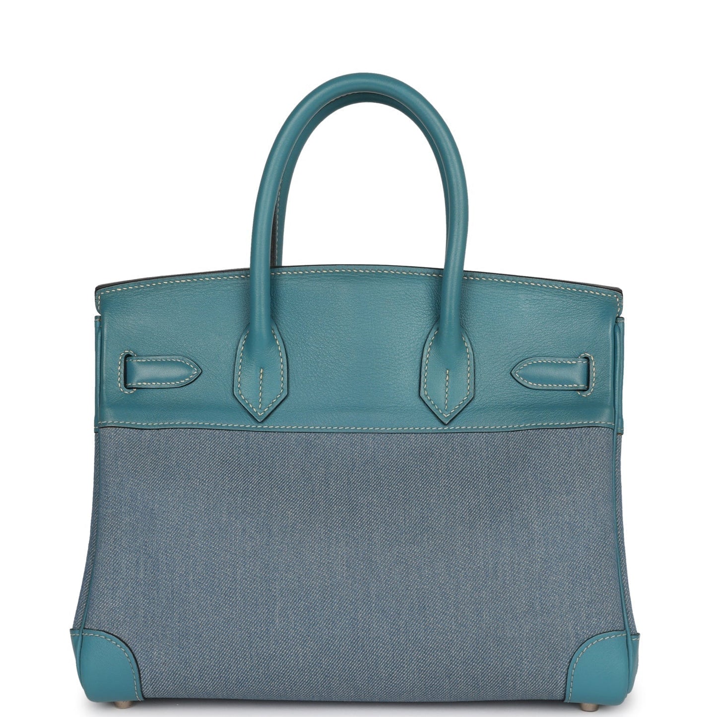 Vintage Luxury Hermes Birkin 30 Denim and Blue Jean Gulliver Palladium Hardware