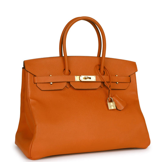 Top Quality Luxury Hermes Birkin 35 Feu Epsom Gold Hardware