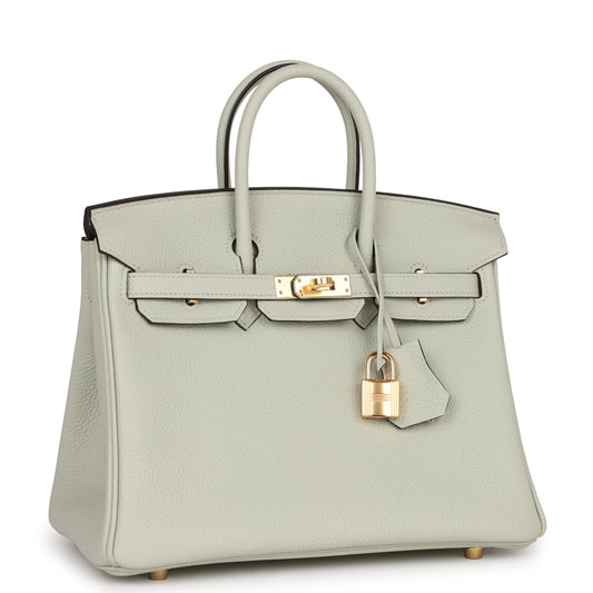 Luxury Hermes Birkin 25 Gris Neve Togo Gold Hardware