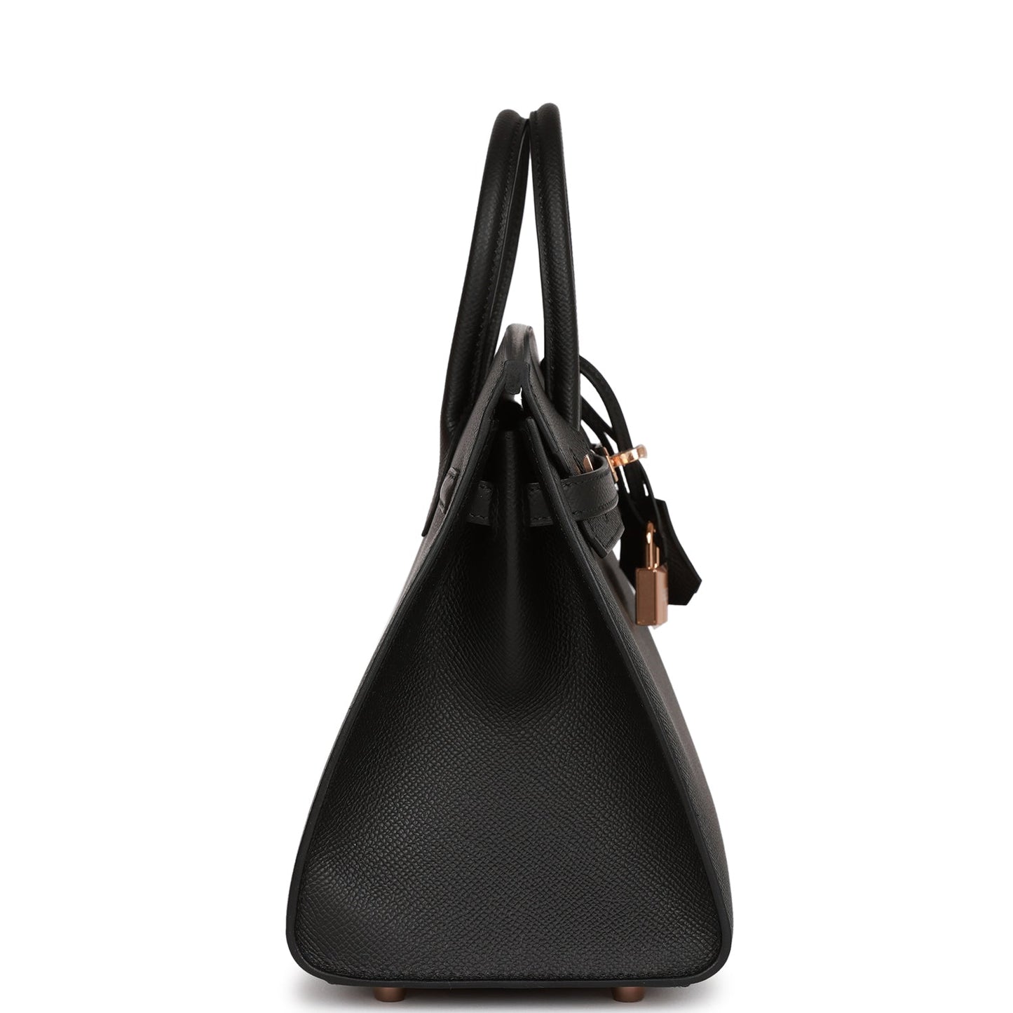 Luxury Hermes Birkin Sellier 25 Black Epsom Rose Gold Hardware