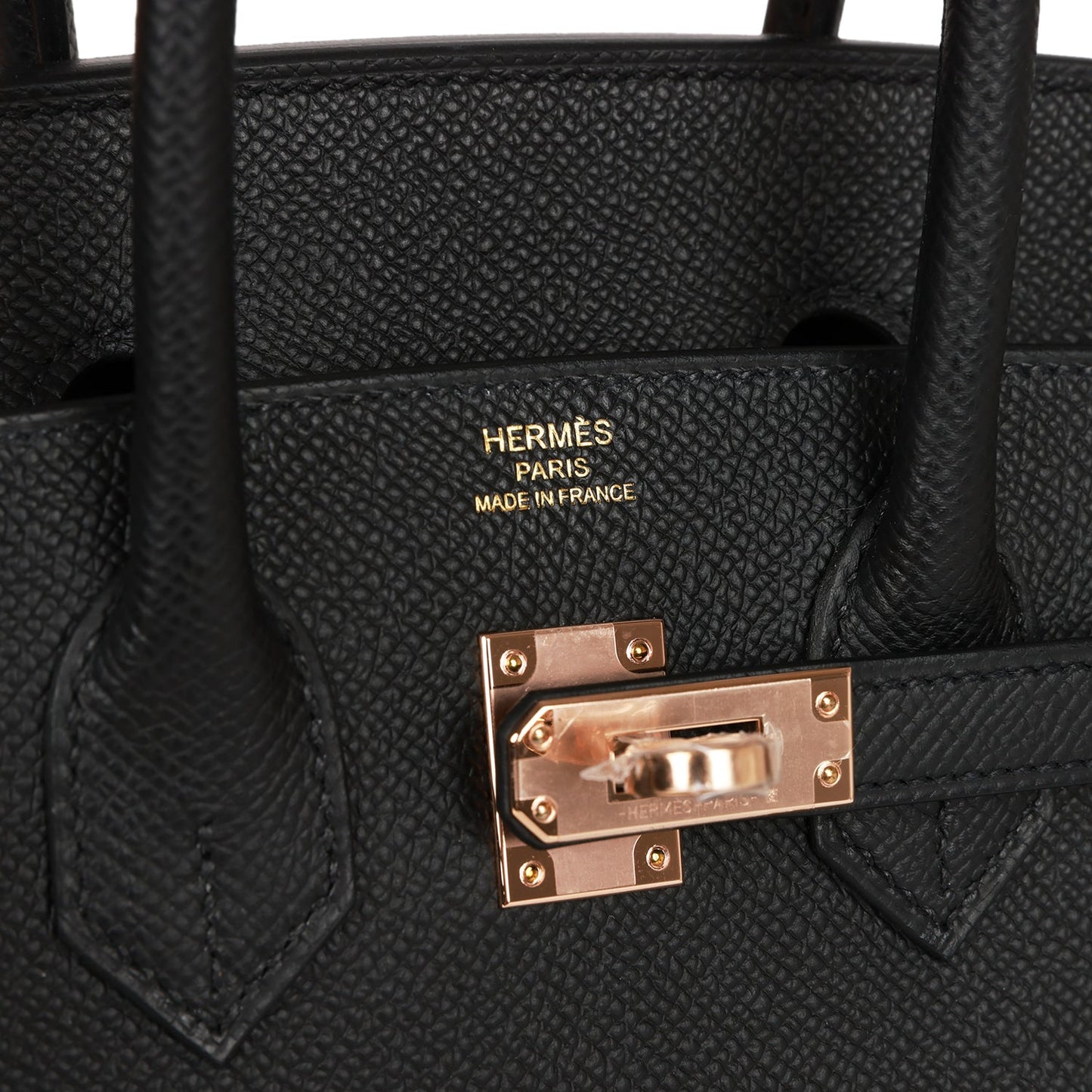 Luxury Hermes Birkin Sellier 25 Black Epsom Rose Gold Hardware