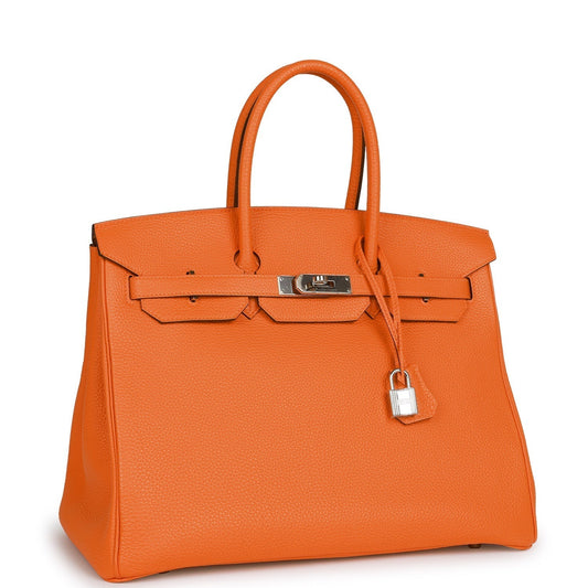 Top Quality Luxury Hermes Birkin 35 Orange H Togo Palladium Hardware