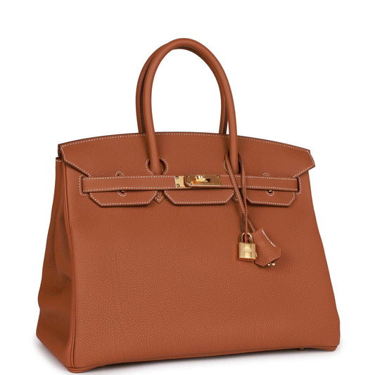 Luxury Hermes Birkin 35 Gold Togo Gold Hardware