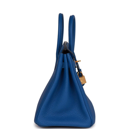 Top Quality Luxury Hermes Birkin 25 Bleu France Togo Gold Hardware