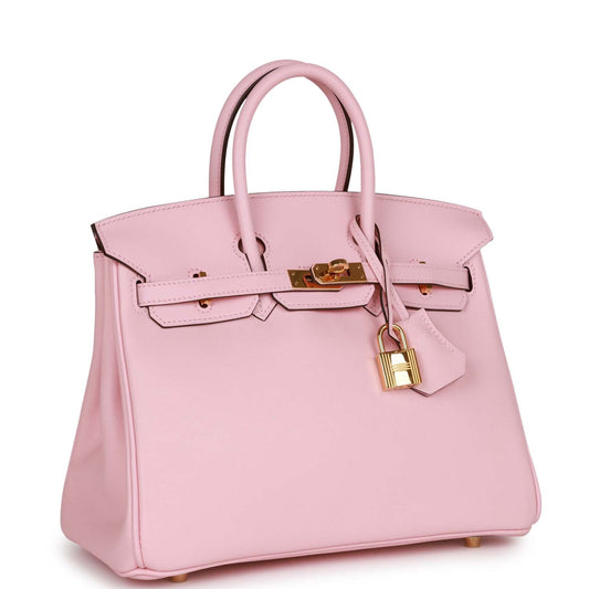 Top Quality Luxury Hermes Birkin 25 Rose Sakura Swift Gold Hardware