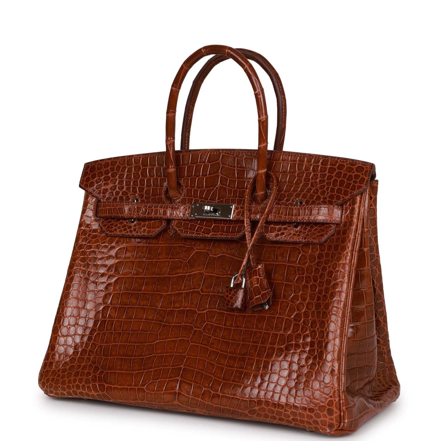 Top Quality Luxury Hermes Birkin 35 Miel Shiny Porosus Crocodile Palladium Hardware