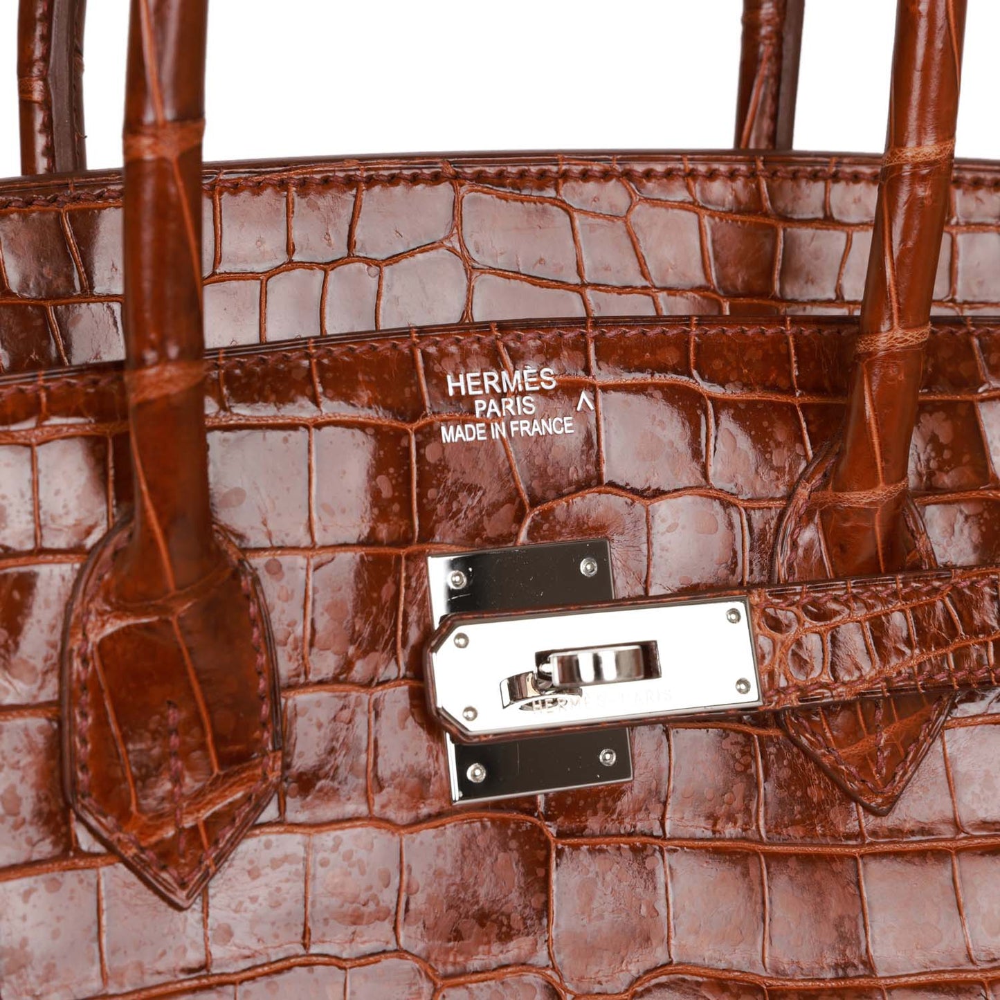 Top Quality Luxury Hermes Birkin 35 Miel Shiny Porosus Crocodile Palladium Hardware