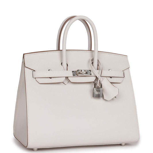 Luxury Hermes Birkin Sellier 25 Gris Pale Epsom Palladium Hardware