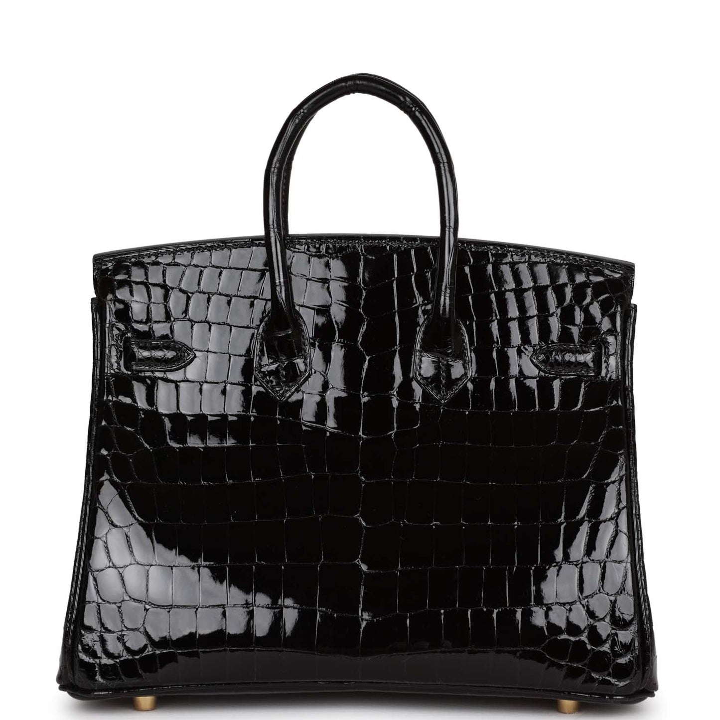 Luxury Hermes Birkin 25 Black Shiny Niloticus Crocodile Gold Hardware