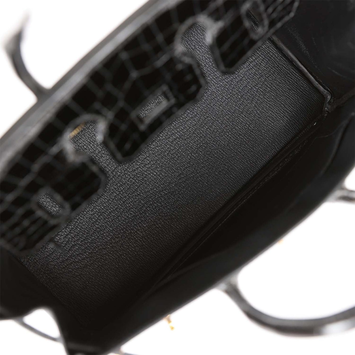 Luxury Hermes Birkin 25 Black Shiny Niloticus Crocodile Gold Hardware
