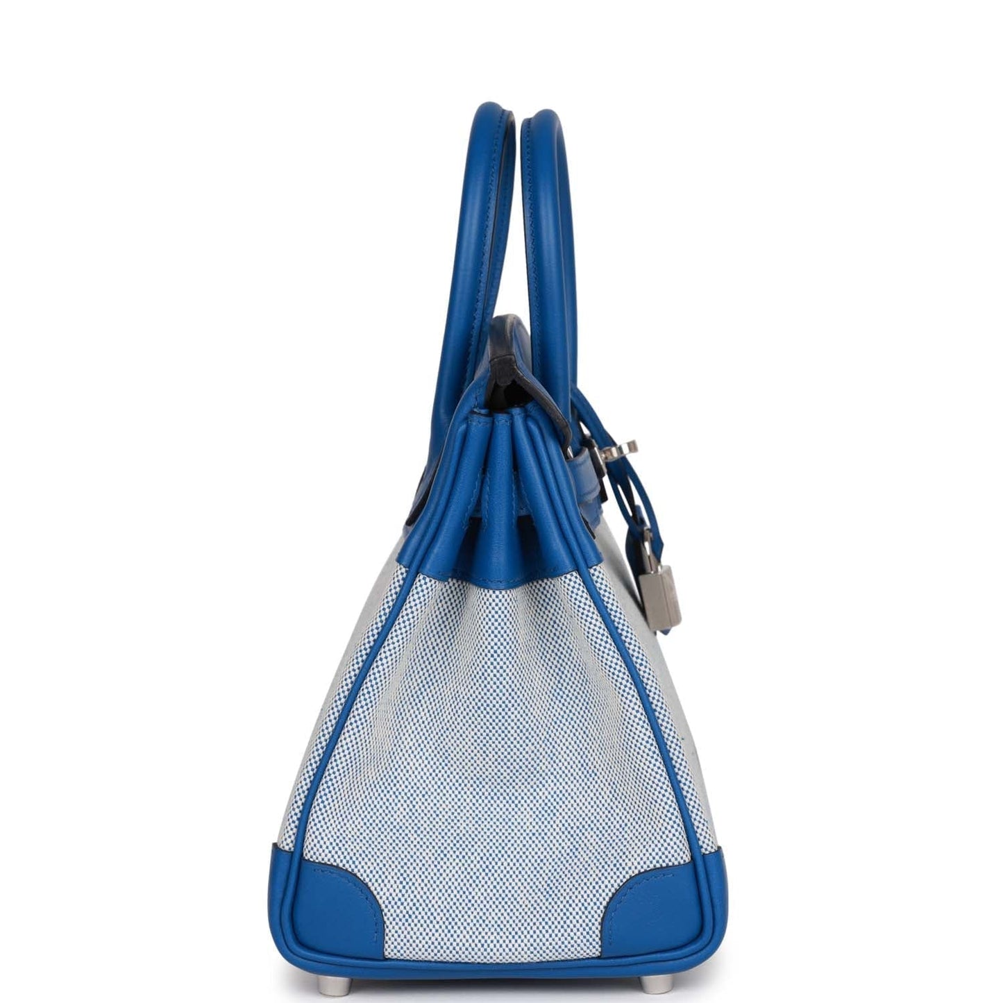 Luxury Hermes Birkin 25 Bleu Bill Toile H and Bleu France Swift Swift Palladium Hardware